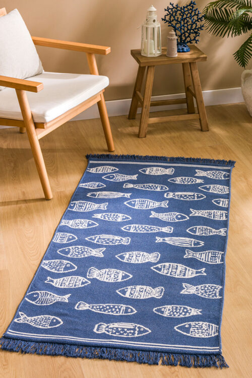 Fish Pattern Rugs with Fringe 80×140 cm