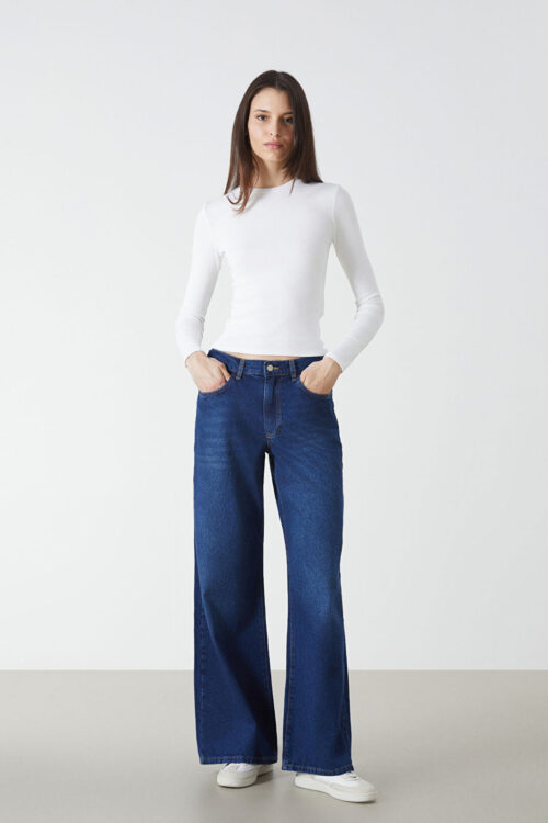 Wideleg Woman Jeans Pants